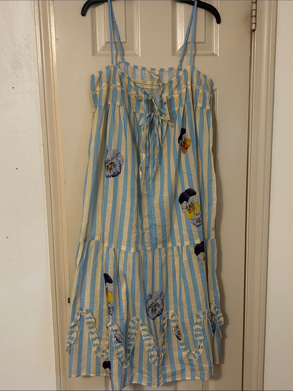 Anthropologie Blue & Cream Striped Floral/nap dress/ Sundress